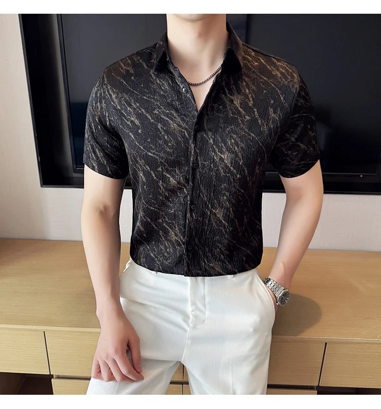 Chemise Slim Fit Homme Été – Jacquard Texturé & Design Élégant | Jusqu’au 4XL 🚚Livraison rapide gratuite et sécurisée FelizShop