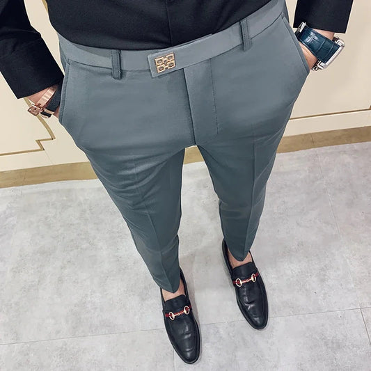 Pantalon Homme Slim Style Coréen – Mode Streetwear, Cheville Découverte🚚 Livraison rapide en 8 à 12 jours ouvrés depuis la France FelizShop