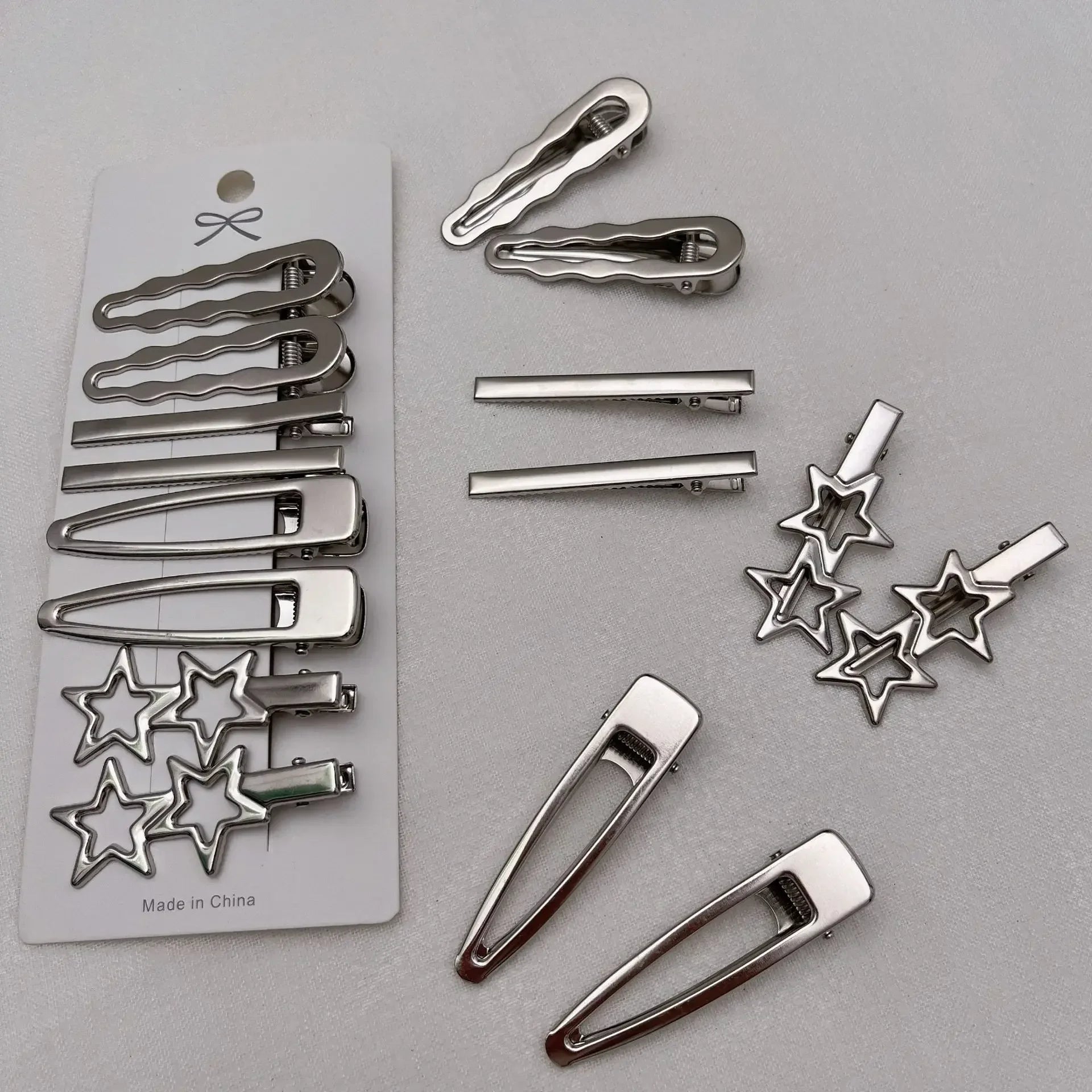 Lot de 8 Barrettes Cheveux Métal Argentées – Style Coréen & Géométrique FelizShop