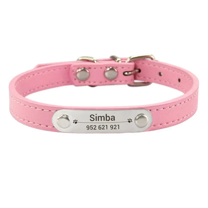 Collier Personnalisé pour Chien & Chat – Gravure Nom + Anti-Perte – Simili Cuir Rose (Taille S à L) 🚚 Livraison rapide en 8 à 12 jours ouvrés depuis la France FelizShop