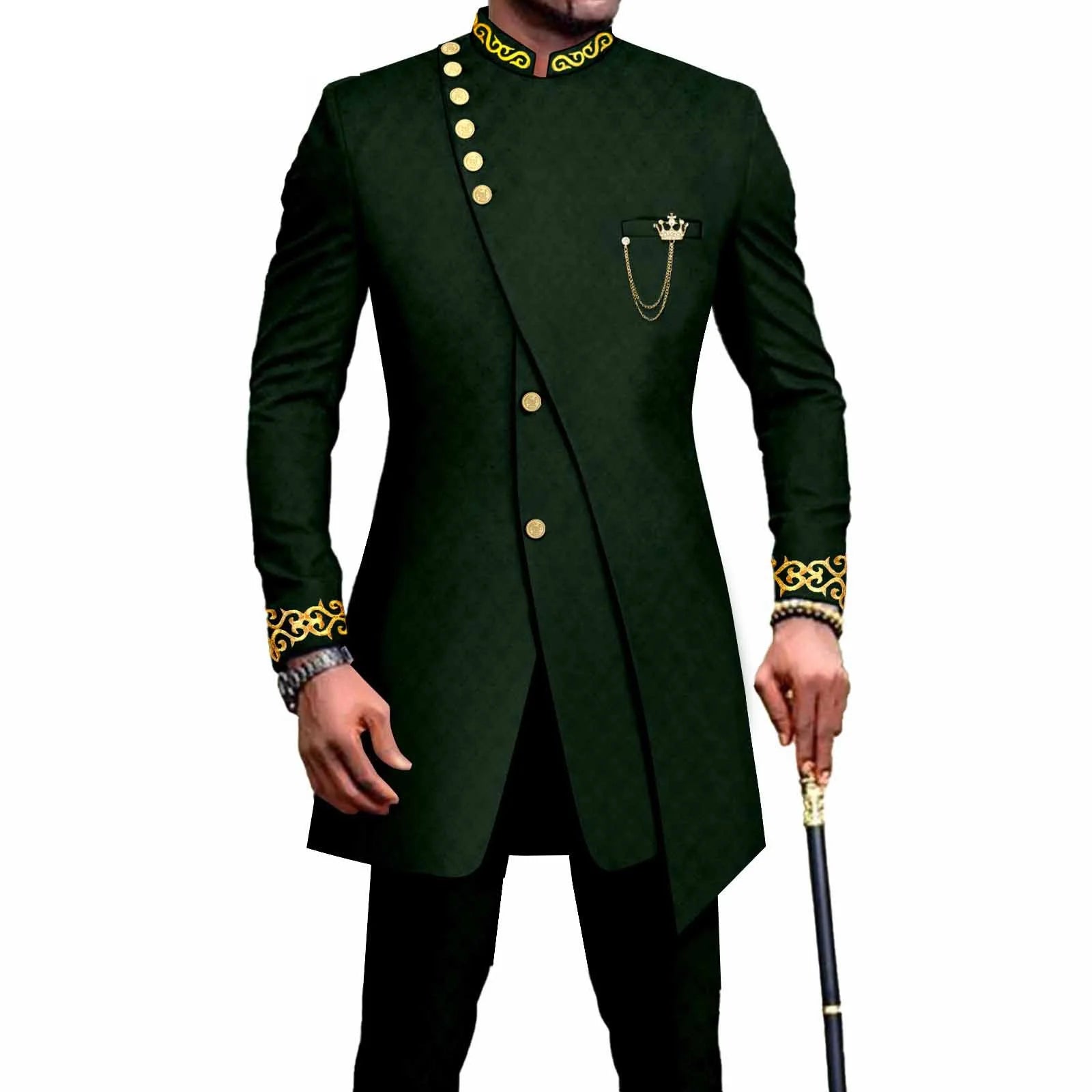 Costume Africain Homme – Blazer Brodé & Pantalon Slim FelizShop