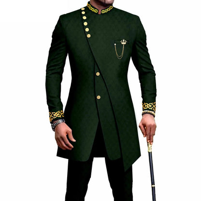 Costume Africain Homme – Blazer Brodé & Pantalon Slim FelizShop