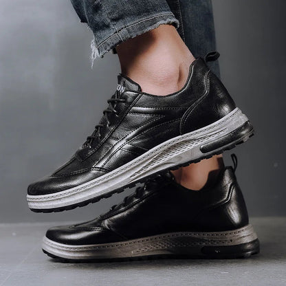 Sneakers en cuir PU pour homme — Chaussures business casual — Baskets respirantes d’extérieur — Mocassins mode pour homme — Chaussures de marche🚚 Livraison rapide FelizShop