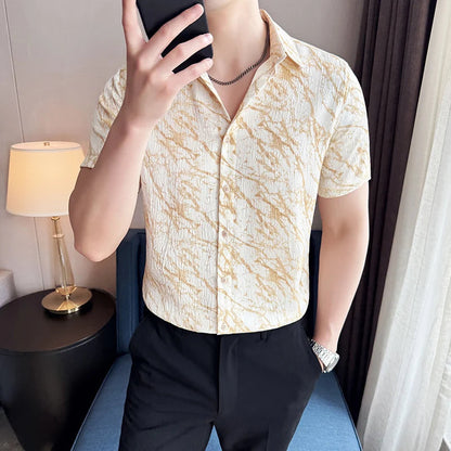 Chemise Slim Fit Homme Été – Jacquard Texturé & Design Élégant | Jusqu’au 4XL 🚚Livraison rapide gratuite et sécurisée FelizShop
