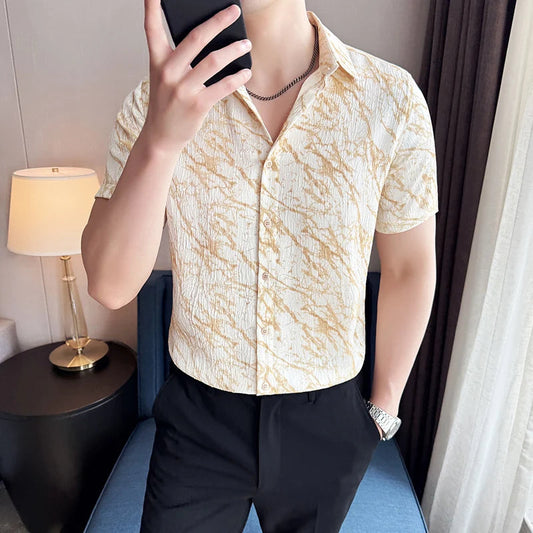 Chemise Slim Fit Homme Été – Jacquard Texturé & Design Élégant | Jusqu’au 4XL 🚚Livraison rapide gratuite et sécurisée FelizShop