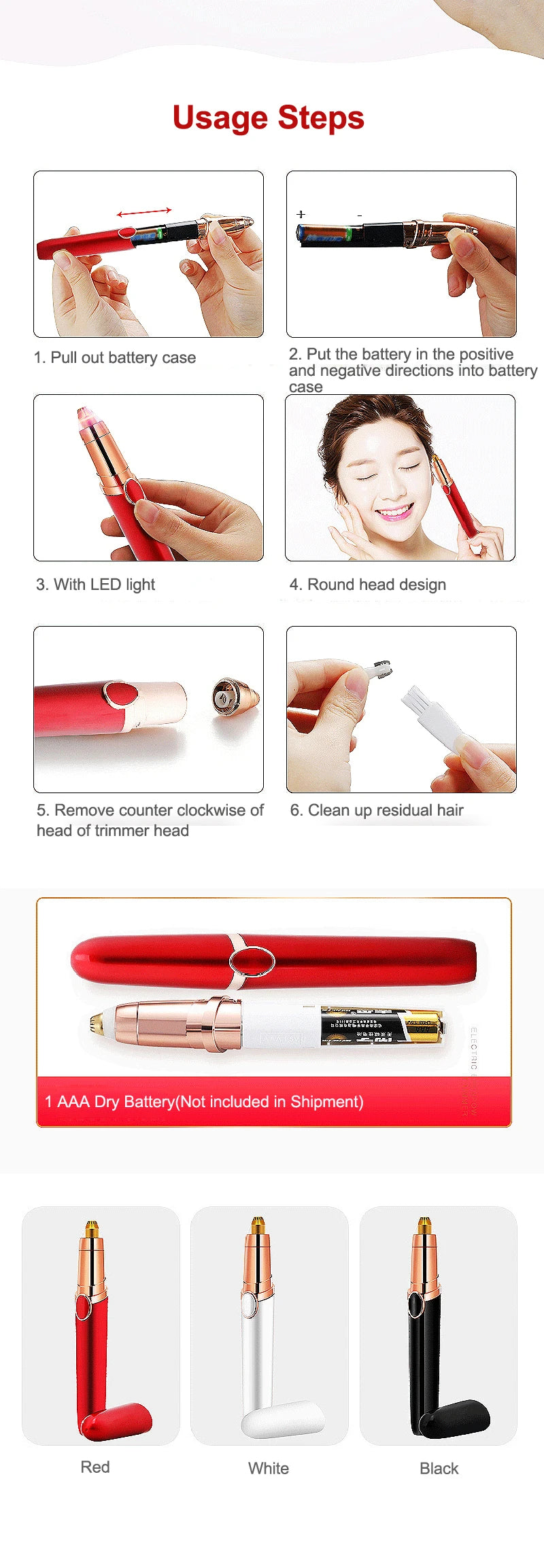 Épilateur Électrique Sourcils – Rechargeable USB | Rasoir Mini Portable Femme 🚚 Livraison rapide en 8 à 12 jours ouvrés depuis la France FelizShop