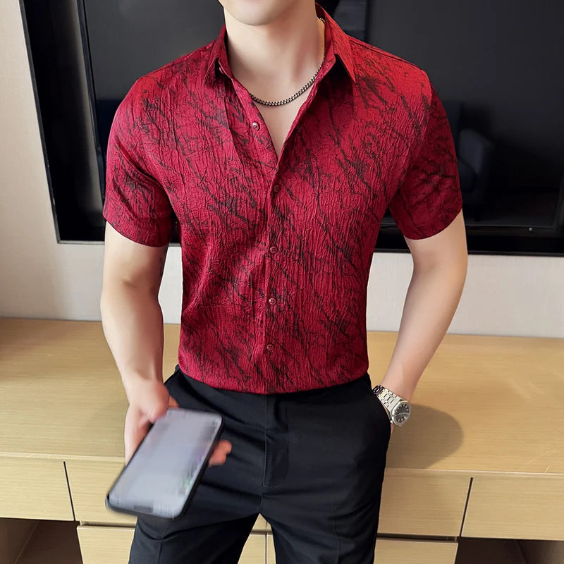 Chemise Slim Fit Homme Été – Jacquard Texturé & Design Élégant | Jusqu’au 4XL 🚚Livraison rapide gratuite et sécurisée FelizShop