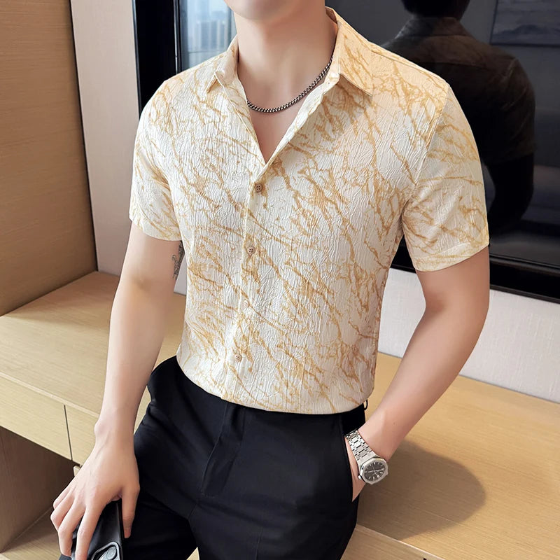 Chemise Slim Fit Homme Été – Jacquard Texturé & Design Élégant | Jusqu’au 4XL 🚚Livraison rapide gratuite et sécurisée FelizShop