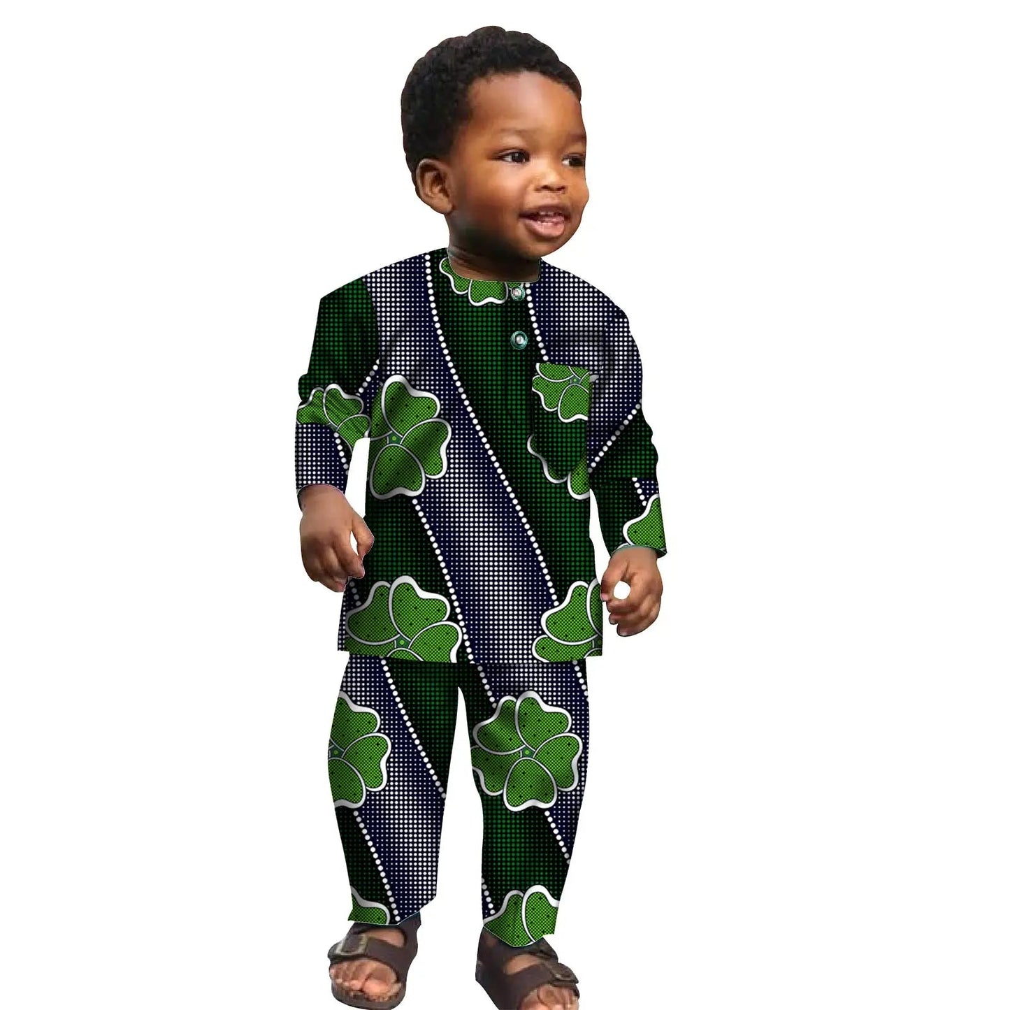 Ensemble Africain Garçon 2 Pièces – Chemise & Pantalon FelizShop