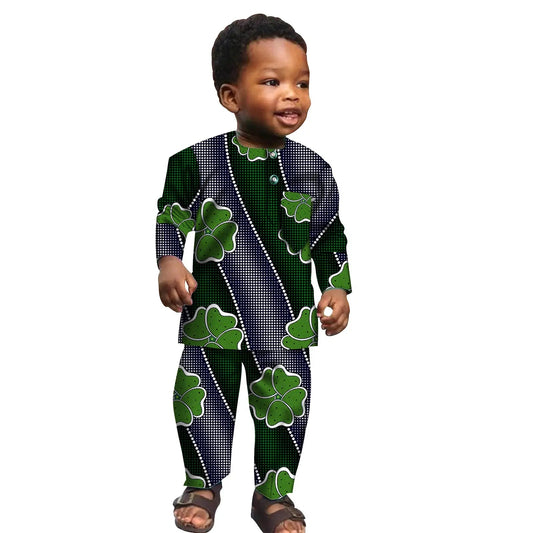 Ensemble Africain Garçon 2 Pièces – Chemise & Pantalon FelizShop