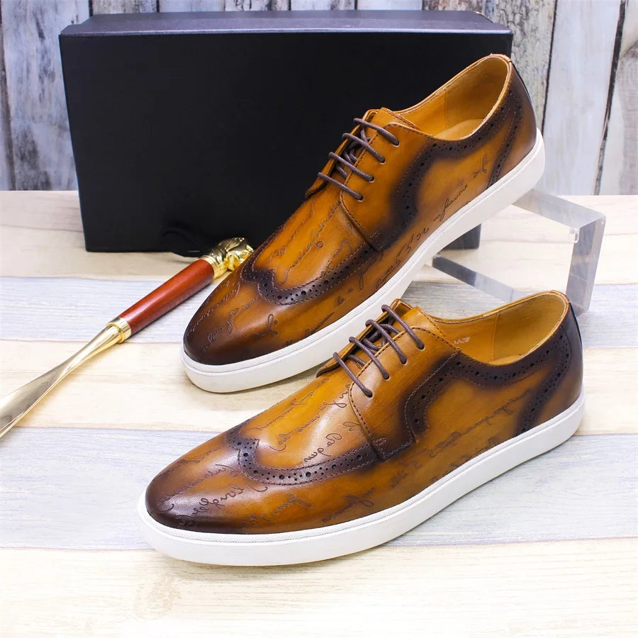 Chaussures en cuir casual haut de gamme pour homme — Style britannique classique, faites main — Chaussures plates confortables pour rendez-vous, soirées et fêtes🚚 Livraison rapide en 8 à 12 jours ouvrés depuis la F FelizShop
