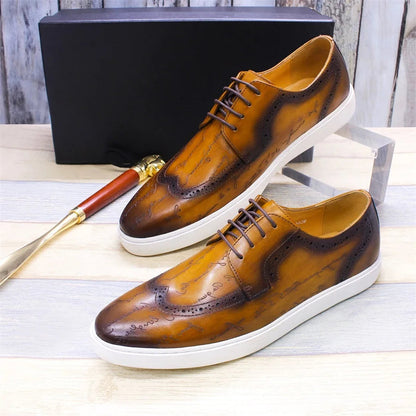 Chaussures en cuir casual haut de gamme pour homme — Style britannique classique, faites main — Chaussures plates confortables pour rendez-vous, soirées et fêtes🚚 Livraison rapide en 8 à 12 jours ouvrés depuis la F FelizShop