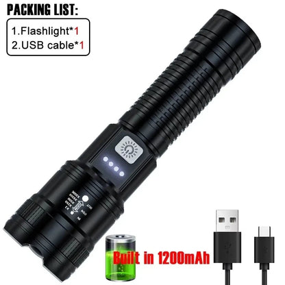 High Strong Power Led Flashlights 2000LM Tactical Torch with Display Light USB Charging Camping Fishing Emergency Zoom Lantern🚚Livraison gratuite rapide et sécurisé FR FelizShop