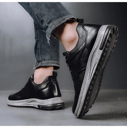 Sneakers en cuir PU pour homme — Chaussures business casual — Baskets respirantes d’extérieur — Mocassins mode pour homme — Chaussures de marche🚚 Livraison rapide FelizShop