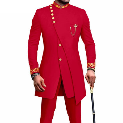 Costume Africain Homme – Blazer Brodé & Pantalon Slim FelizShop