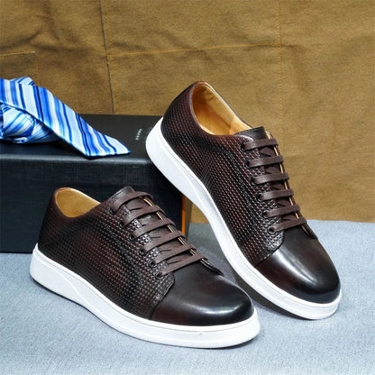 Chaussures casual classiques pour homme, taille 38 à 50 — Sneakers en cuir véritable à lacets — Derby plats, chaussures de conduite, shopping ou travail🚚 Livraison rapide en 8 à 12 jours ouvrés depuis la France FelizShop