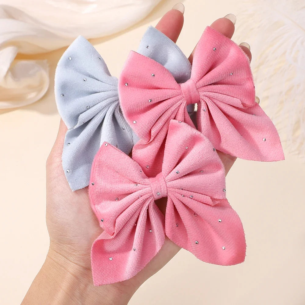 Barrettes Nœud Rouge Velours pour Fille – Lot de 2 Accessoires Cheveux à Pois Étoilés FelizShop