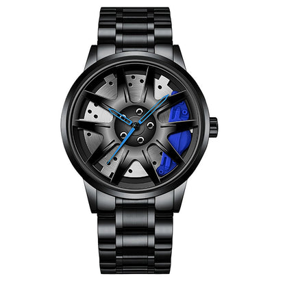 Montre Homme Sport Luxe – Quartz Acier Inoxydable Design Jante de Voiture FelizShop