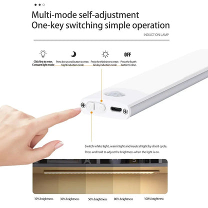 LED Cabinet Light USB Type-C Rechargeable Motion Sensor Led Lamp for Kitchen Wardrobe Cabinet Lighting 20cm/30cm/40cm/50cm/60cm 🚚 Livraison rapide en 8 à 12 jours ouvrés depuis la France FelizShop