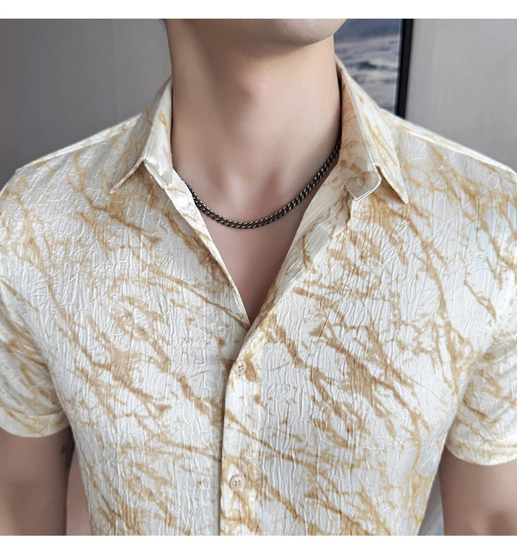 Chemise Slim Fit Homme Été – Jacquard Texturé & Design Élégant | Jusqu’au 4XL 🚚Livraison rapide gratuite et sécurisée FelizShop