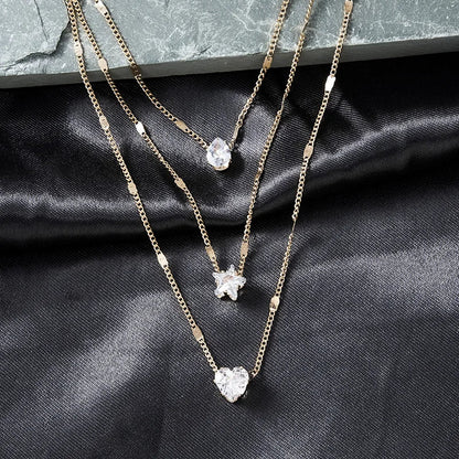 Collier pendentif tendance pour femme – Choker à chaînes multiples avec zircon brillant, bijou mode pour soirée, cadeau élégant.🚚 Livraison rapide en 8 à 12 jours ouvrés depuis la France FelizShop