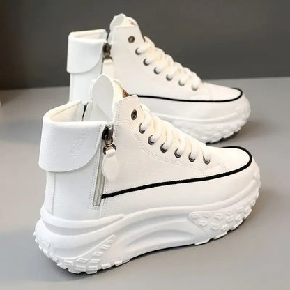 Baskets Montantes Femme Automne/Hiver 2024 – Chaussures Décontractées Légères à Semelle Épaisse avec Talon Intérieur Compensé, Idéales pour les Petites Statures🚚 Livraison rapide en 8 à 12 jours ouvrés depuis FelizShop