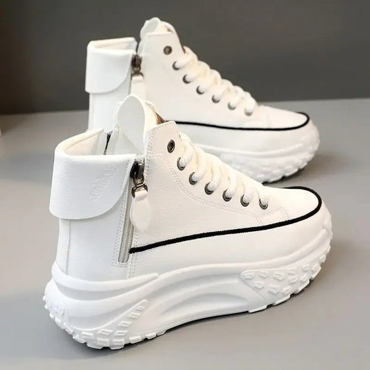 Baskets Montantes Femme Automne/Hiver 2024 – Chaussures Décontractées Légères à Semelle Épaisse avec Talon Intérieur Compensé, Idéales pour les Petites Statures🚚 Livraison rapide en 8 à 12 jours ouvrés depuis FelizShop