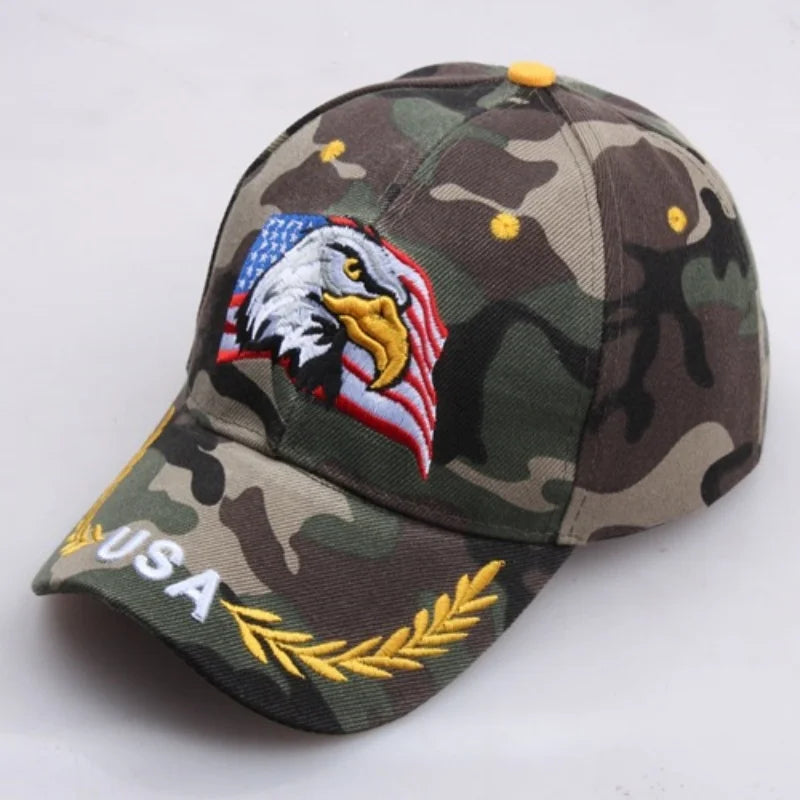 Casquette unisexe brodée aigle chauve & drapeau USA — Casquette baseball été outdoor — Anti-UV, protection solaire — Style hip-hop et sports🚚 Livraison rapide FelizShop