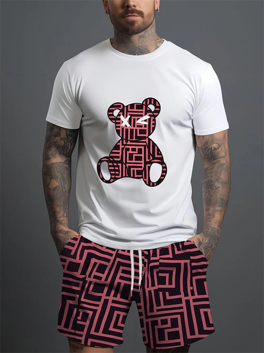 Ensemble Été 2025 Homme – T-Shirt + Short Imprimé Ours – Style Streetwear & Respirant🚚 Livraison rapide en 8 à 12 jours ouvrés depuis la France FelizShop