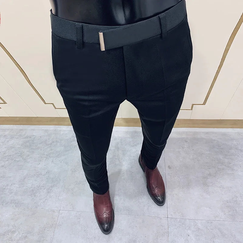Pantalon Homme Slim Style Coréen – Mode Streetwear, Cheville Découverte🚚 Livraison rapide en 8 à 12 jours ouvrés depuis la France FelizShop