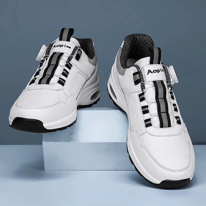 Chaussures de Sport Homme 2025 – Cuir Imperméable, Design Élastique avec Fermeture Tournante, Semelle à Coussin d’Air, Absorption des Chocs, Look Urbain Classique🚚 Livraison rapide en 8 à 12 jours ouvrés depuis la FelizShop