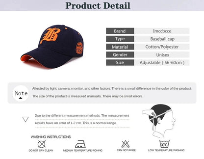 Men Women's Baseball Cap Summer Cotton Hat Embroidery Snapback Hip-Hop Cap Adult Sport Sun Hat Casual Gorra Hombre Visor Dad Hat 🚚 Livraison rapide FelizShop