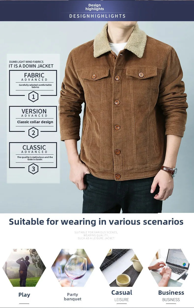 Blouson Homme Hiver – Velours Côtelé, Doublure Polaire & Coupe Décontractée
🚚Livraison rapide gratuite et sécurisée FelizShop