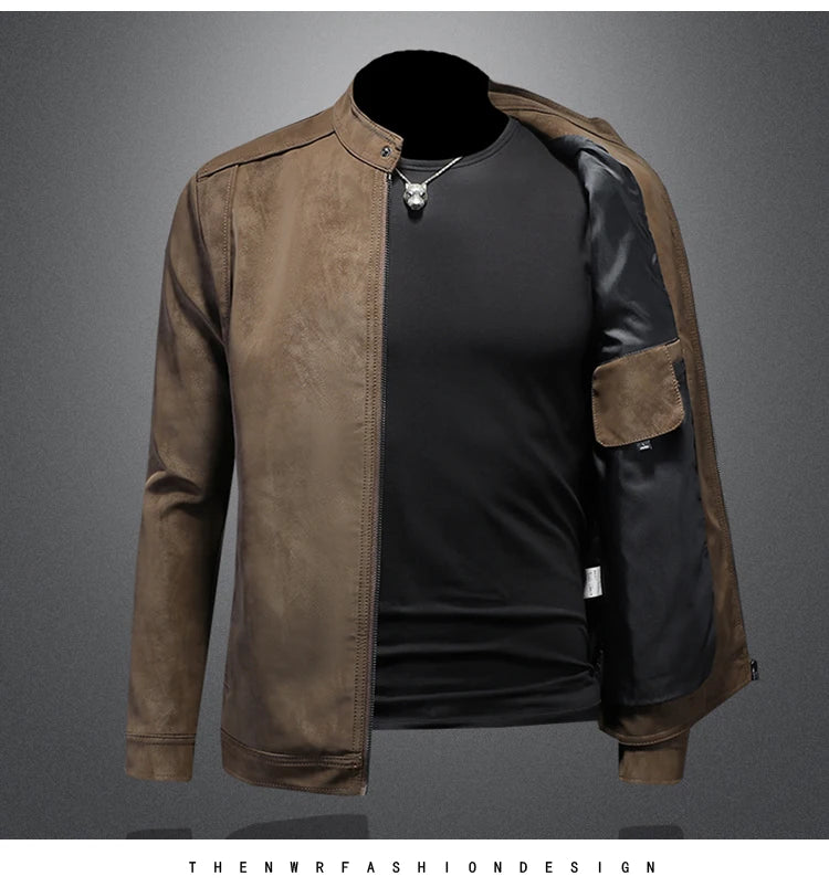 2025 new high-quality slim men's leather jacket,🚚Livraison rapide gratuite et sécurisée FelizShop