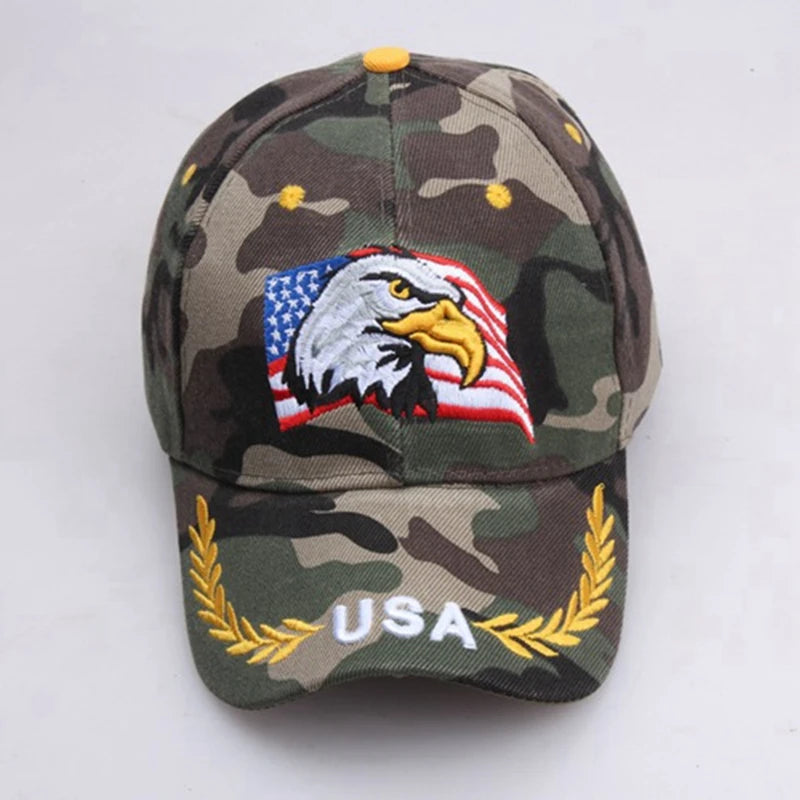 Casquette unisexe brodée aigle chauve & drapeau USA — Casquette baseball été outdoor — Anti-UV, protection solaire — Style hip-hop et sports🚚 Livraison rapide FelizShop