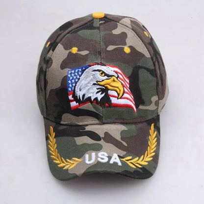 Casquette unisexe brodée aigle chauve & drapeau USA — Casquette baseball été outdoor — Anti-UV, protection solaire — Style hip-hop et sports🚚 Livraison rapide FelizShop