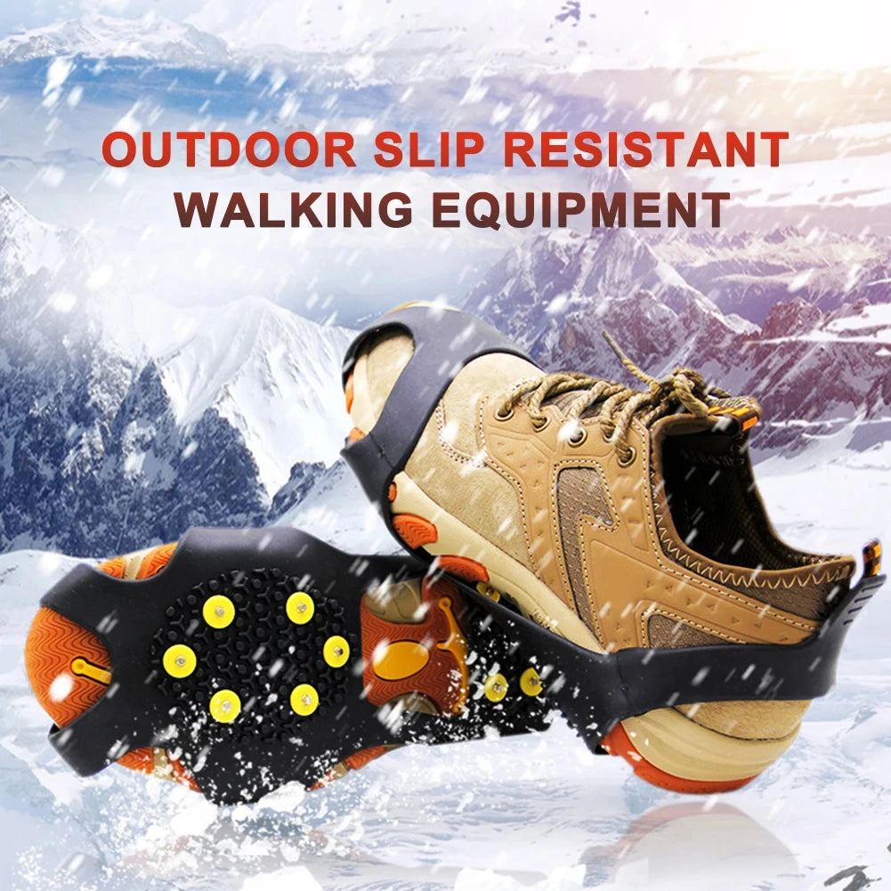 Crampons Antidérapants 10 Pointes – Griffe de Neige Universelle pour Chaussures, Randonnée, Alpinisme et Marche en Extérieur, Unisexe FelizShop