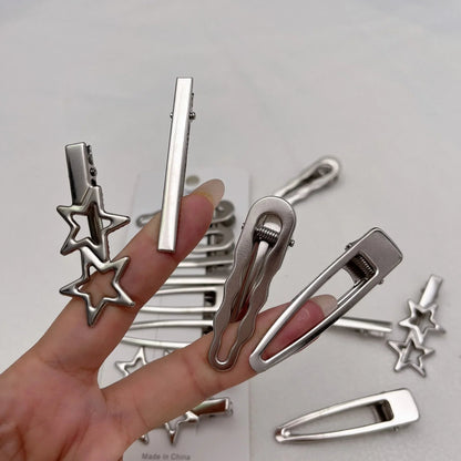 Lot de 8 Barrettes Cheveux Métal Argentées – Style Coréen & Géométrique FelizShop