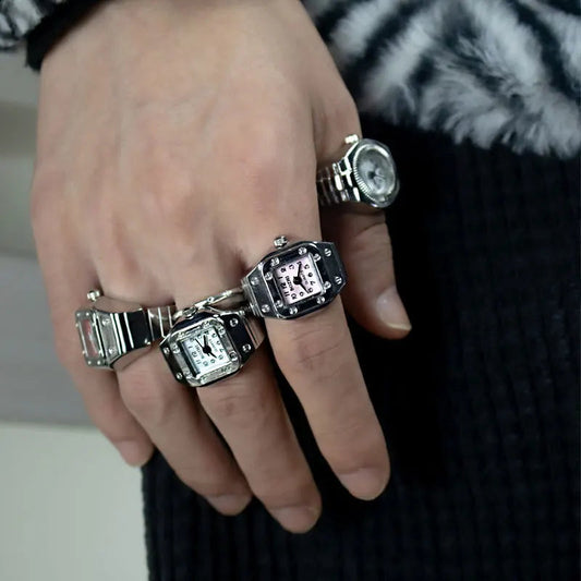 Bague Montre Rétro Punk – Anneau Quartz Vintage avec Chiffres Romains FelizShop