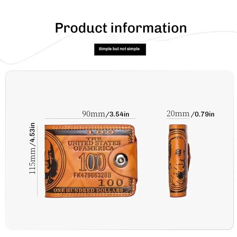 Portefeuille Homme Motif 100$ – Cuir PU | Grande Capacité & Porte-Photos🚚 Livraison rapide en 8 à 12 jours ouvrés depuis la France FelizShop