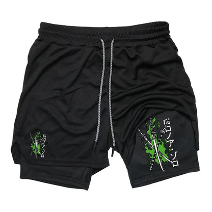 Shorts de compression homme avec poche téléphone — Sports, boucle serviette, entraînement gym — Imprimé été 2 en 1🚚 Livraison rapide en 8 à 12 jours ouvrés depuis la France FelizShop