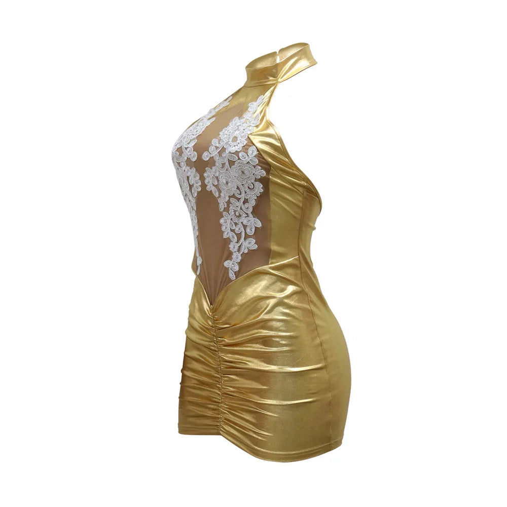 CM.YAYA Women O-neck Mini Dress Sleeveless Mesh See Through Sexy Pencil Dresses Sexy Night Club party Evening Vestidos Summer 🚚 Livraison rapide en 8 à 12 jours ouvrés depuis la France FelizShop