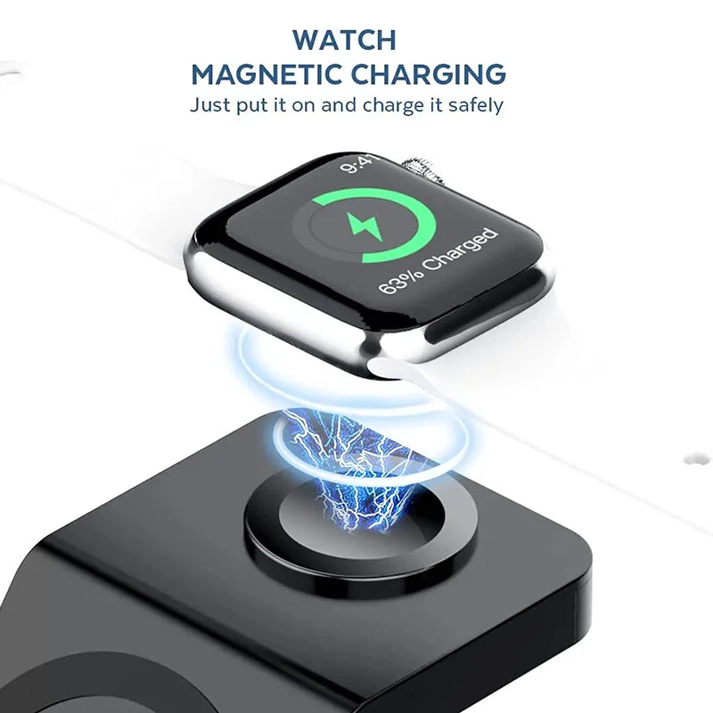 Support de charge magnétique sans fil 3-en-1 — Compatible iPhone 12, 13, 14, 15 Pro Max, Apple Watch et AirPods — Station d’accueil MagSafe à charge rapide
🚚 Livraison rapide en 8 à 12 jours ouvrés depuis la Fran FelizShop