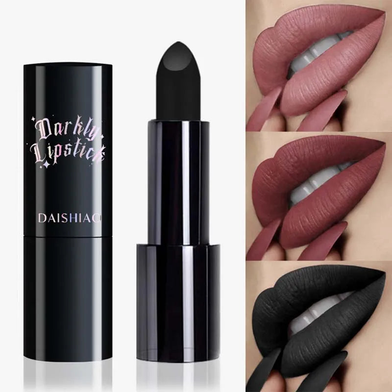 Rouge à Lèvres Mat Noir & Violet – Spécial Halloween | Waterproof & Longue Tenue | Look Gothique & Dramatique🚚 Livraison rapide FelizShop