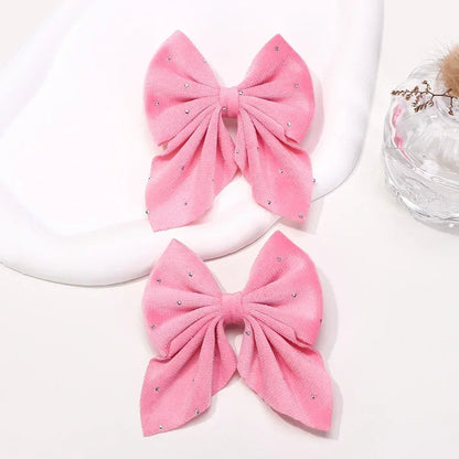 Barrettes Nœud Rouge Velours pour Fille – Lot de 2 Accessoires Cheveux à Pois Étoilés FelizShop