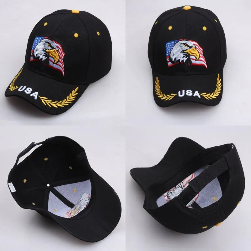 Casquette unisexe brodée aigle chauve & drapeau USA — Casquette baseball été outdoor — Anti-UV, protection solaire — Style hip-hop et sports🚚 Livraison rapide FelizShop