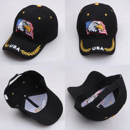 Casquette unisexe brodée aigle chauve & drapeau USA — Casquette baseball été outdoor — Anti-UV, protection solaire — Style hip-hop et sports🚚 Livraison rapide FelizShop