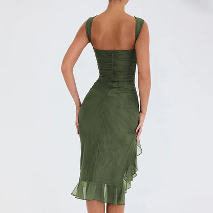 Robe Midi Femme Élégante – Volants & Fronces | Dos Nu & Sans Manches
Tailles : S à XL
Longueur : midi (environ 110 cm)
Matière : tissu fluide et léger, agréable pour l’été
Style : dos nu, sans manches, coupe irré FelizShop
