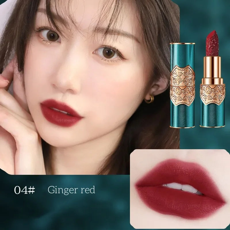 Rouge à Lèvres Gravé Rétro – Rouge Chinois Velours Mat | Waterproof, Non-Transfert & Édition Élégante🚚 Livraison rapide FelizShop