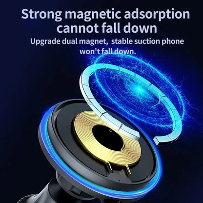 Chargeur sans fil magnétique pour voiture 30W RGB — Compatible iPhone 12, 13, 14, 15 Pro Max (MagSafe), support de téléphone voiture avec fixation, station de charge rapide 🚚 Livraison rapide en 8 à 12 jours ouvrés FelizShop